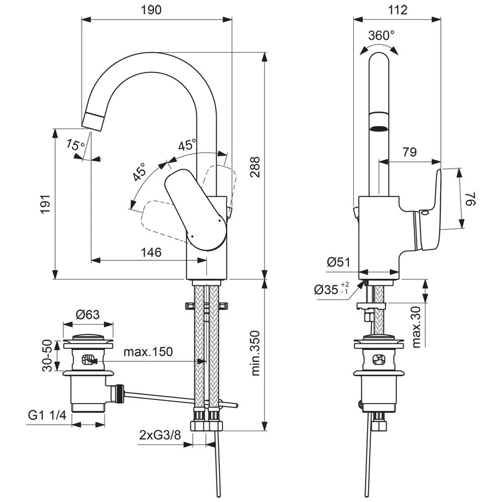 Ideal Standard CeraFlex Waschtischarmatur mit hohem schwenkbaren Auslauf Ideal Standard CeraFlex Waschtischarmatur Mit Hohem Schwenkbaren Auslauf -Ideal Standard hersteller ideal standard armaturen ceraflex waschtisch 1407957