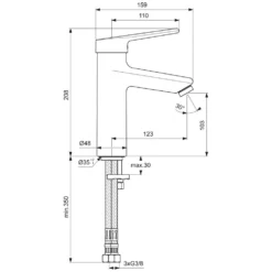 Ideal Standard CeraPlus 2 Waschtischarmatur Grande Niederdruck Ohne Metallablauf