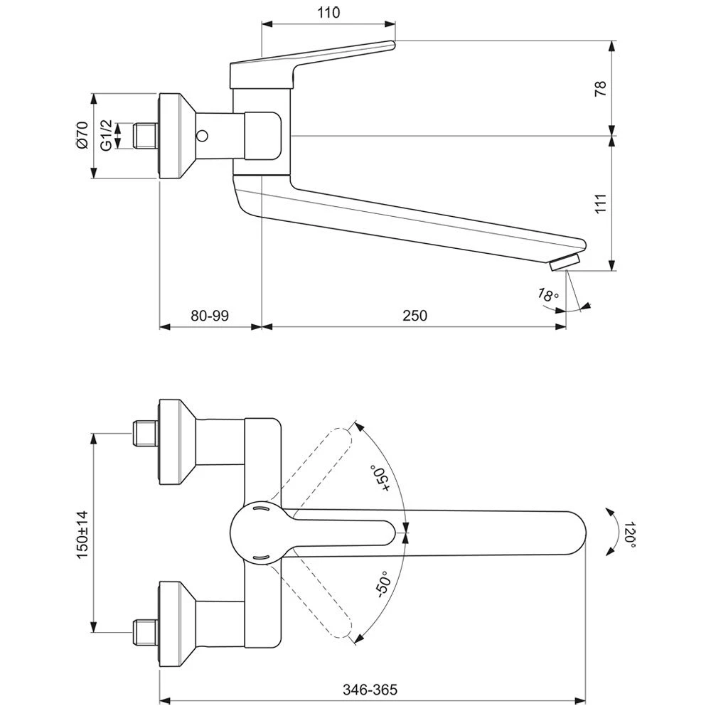 Ideal Standard CeraPlus 2 Wand-Waschtischarmatur, Auslauf 25 cm Ideal Standard CeraPlus 2 Wand-Waschtischarmatur, Auslauf 25 Cm -Ideal Standard hersteller ideal standard armaturen ceraplus 2 1244419