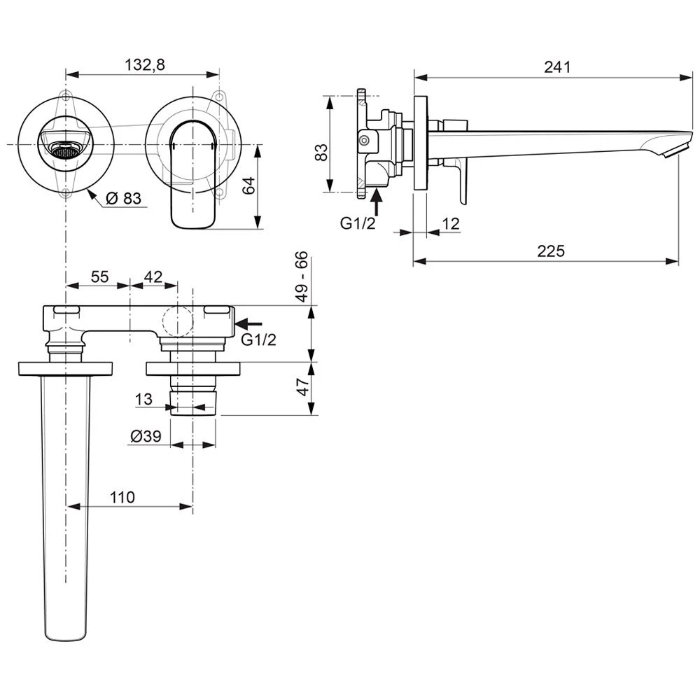 Ideal Standard Connect Air Wand-Waschtischarmatur Bausatz 2, Ausladung 22,5 cm Ideal Standard Connect Air Wand-Waschtischarmatur Bausatz 2, Ausladung 22,5 Cm -Ideal Standard hersteller ideal standard armaturen connect air 1458746