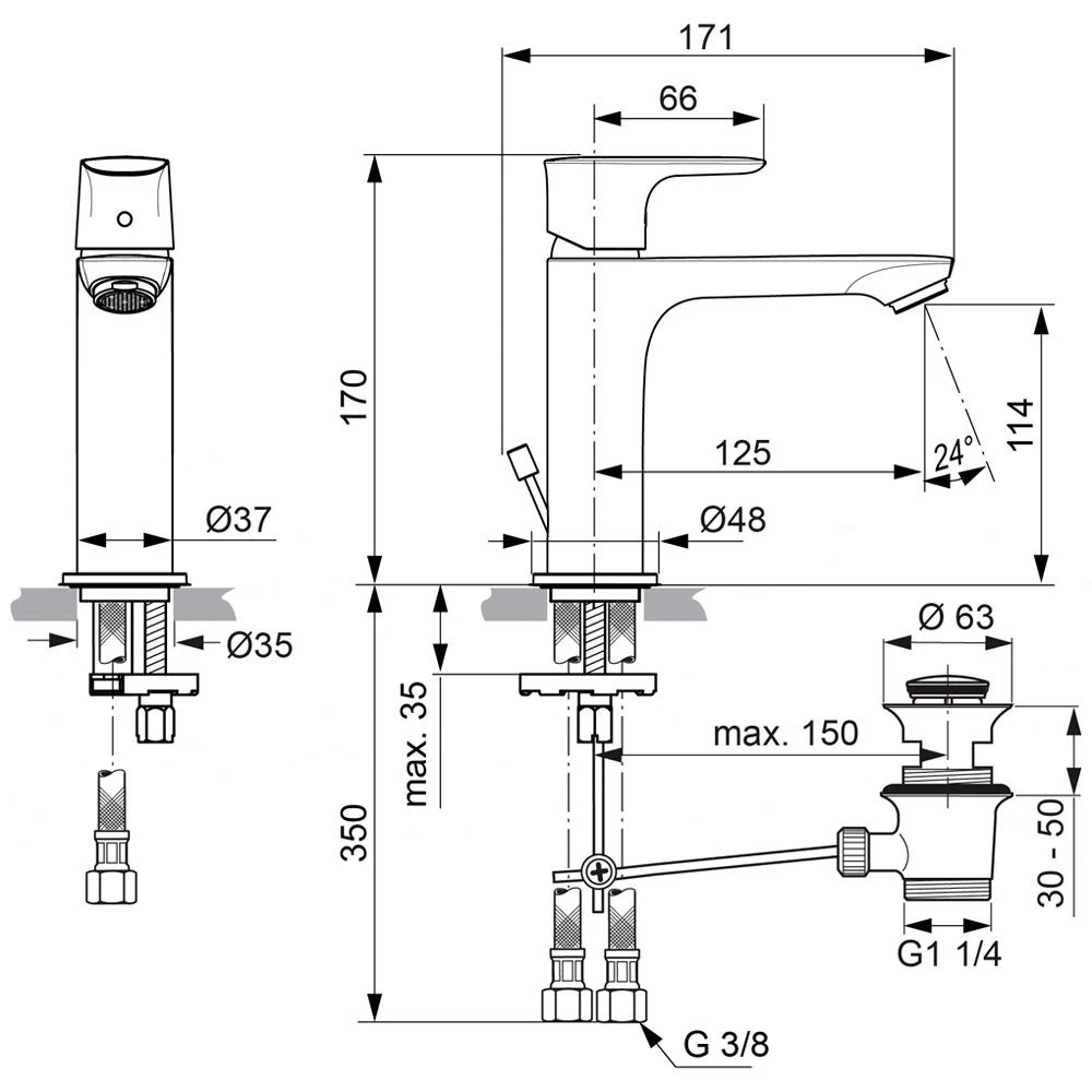 Ideal Standard Connect Air Grande Slim Waschtischarmatur mit Ablaufgarnitur, Ausladung: 12,5 cm Ideal Standard Connect Air Grande Slim Waschtischarmatur Mit Ablaufgarnitur, Ausladung: 12,5 Cm -Ideal Standard hersteller ideal standard armaturen connect air 1458752