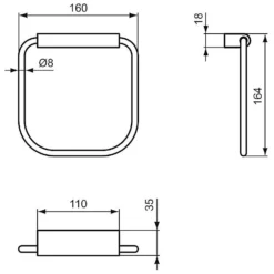 Ideal Standard Connect Handtuchring Eckig, Schwenkbar