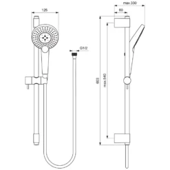 Ideal Standard Idealrain Evo Jet Brausekombination Mit 3-Funktionshandbrause, 60 Cm