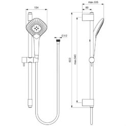 Ideal Standard Idealrain Evo Jet Brausekombination Mit 3-Funktionshandbrause Diamond, 60 Cm