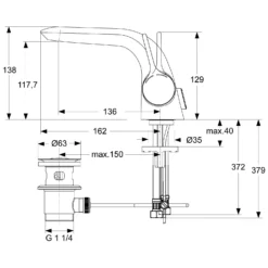 Ideal Standard Melange Einhebel-Waschtischarmatur Mit Flexiblen Schläuchen