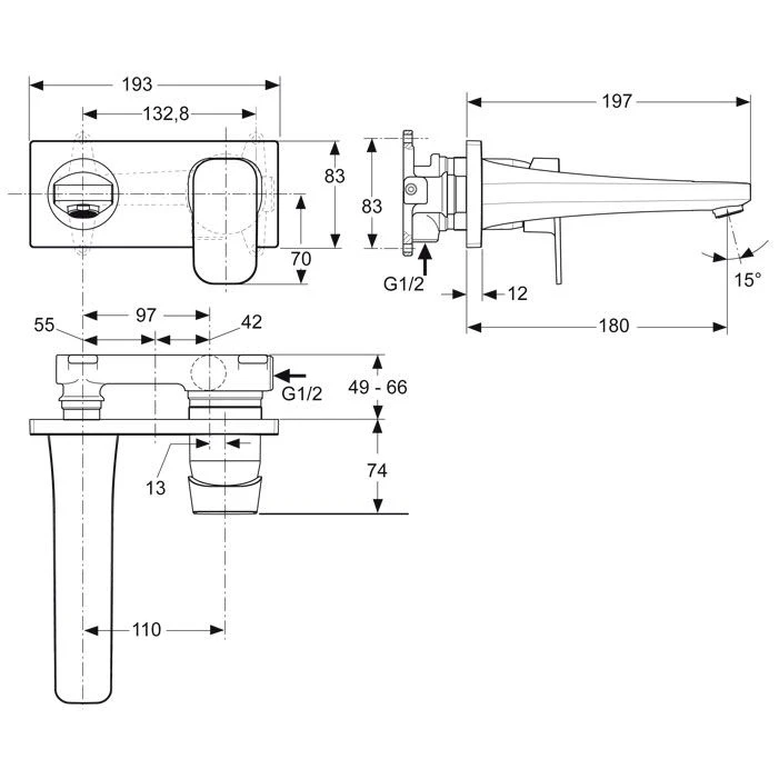 Ideal Standard Tonic II Wand-Waschtischarmatur, Ausladung 18 cm Ideal Standard Tonic II Wand-Waschtischarmatur, Ausladung 18 Cm -Ideal Standard hersteller ideal standard armaturen tonic ii 818055
