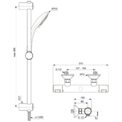 Ideal Standard CeraTherm T25 AP Brausekombination 60 Cm Mit Thermostat -Ideal Standard hersteller ideal standard badarmaturen ceratherm dusche 3573818