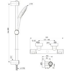 Ideal Standard CeraTherm T100 AP Brausekombination 90 Cm Mit Thermostat -Ideal Standard hersteller ideal standard badarmaturen ceratherm dusche 3573842