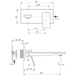 Ideal Standard Conca Wand-Waschtischarmatur, Eckige Rosette, Auslauf 22 Cm -Ideal Standard hersteller ideal standard badarmaturen check waschtisch 3690251