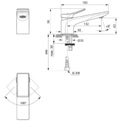 Ideal Standard Conca Waschtischarmatur Auslauf 13,2 Cm, Ohne Ablaufgarnitur -Ideal Standard hersteller ideal standard badarmaturen check waschtisch 3690266