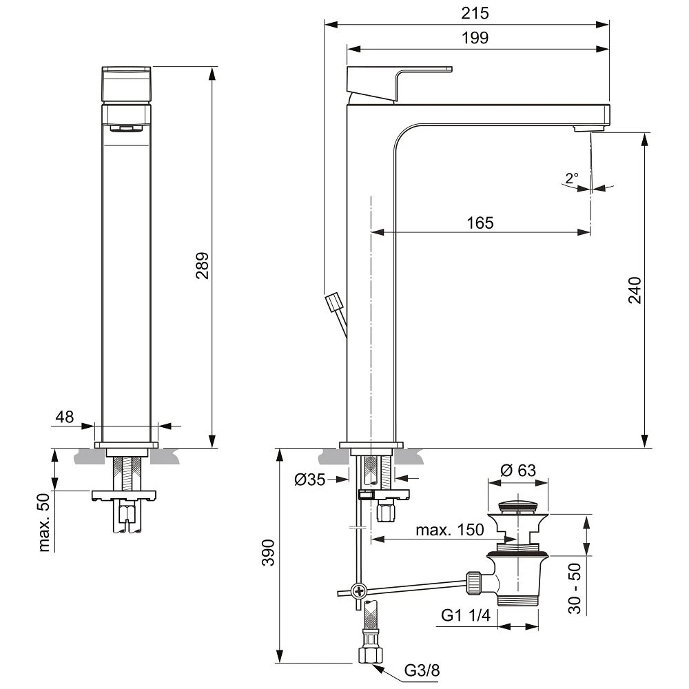 Ideal Standard Edge Waschtischarmatur mit verlängertem Sockel, mit Ablaufgarnitur Ideal Standard Edge Waschtischarmatur Mit Verlängertem Sockel, Mit Ablaufgarnitur -Ideal Standard hersteller ideal standard badarmaturen edge waschtischarmaturen 1655445