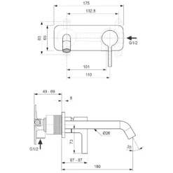 Ideal Standard Joy Wand-Waschtischarmatur, Eckige Rosette, Auslauf 18 Cm -Ideal Standard hersteller ideal standard badarmaturen joy waschtisch 3690239