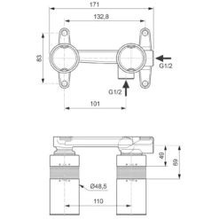 Ideal Standard Unterputz-Bausatz 1 Für Wand-Waschtischarmaturen