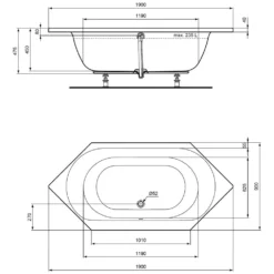 Ideal Standard Connect Air Sechseck-Badewanne 190 X 90 Cm