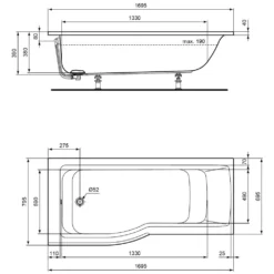 Ideal Standard Connect Air Raumspar-Badewanne 170 X 80 Cm Links