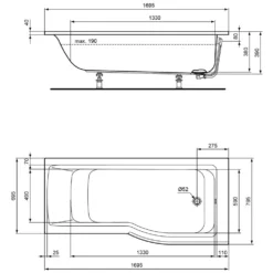 Ideal Standard Connect Air Raumspar-Badewanne 170 X 80 Cm Rechts