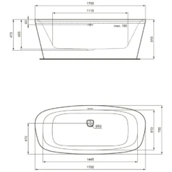 Ideal Standard Dea Freistehende Körperform-Badewanne 170 X 75 Cm -Ideal Standard hersteller ideal standard badewannen premium koerperform 1403612