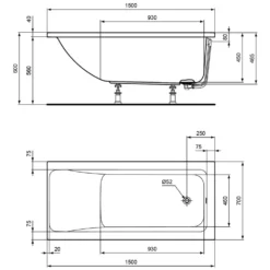 Ideal Standard Connect Air Körperform-Badewanne 150 X 70 Cm