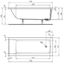Ideal Standard Connect Air Körperform-Badewanne 170 X 70 Cm