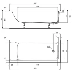 Ideal Standard Connect Air Körperform-Badewanne 180 X 80 Cm