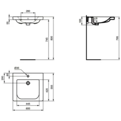 Ideal Standard Connect Freedom Waschtisch 60 X 55 Cm, Unterfahrbar Und Mit Überlauf