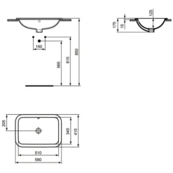 Ideal Standard Connect Einbauwaschtisch Rechteckig 58 X 41 Cm