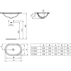Ideal Standard Connect Unterbauwaschtisch Oval 55 Cm
