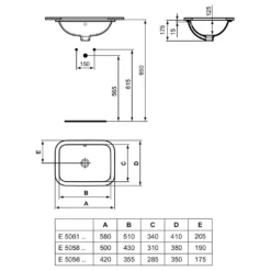 Ideal Standard Connect Unterbauwaschtisch 58 X 41 Cm