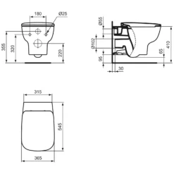 Ideal Standard CONNECT E Wandtiefspül-WC Spülrandlos AquaBlade Mit WC Sitz -Ideal Standard hersteller ideal standard connect wc wandtiefspuel 2751265