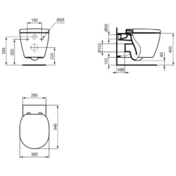 Ideal Standard Connect Wandtiefspülklosett AquaBlade 2 Ideal Standard Connect Wandtiefspülklosett AquaBlade -Ideal Standard hersteller ideal standard connect wc wandtiefspuelklosett 1035451