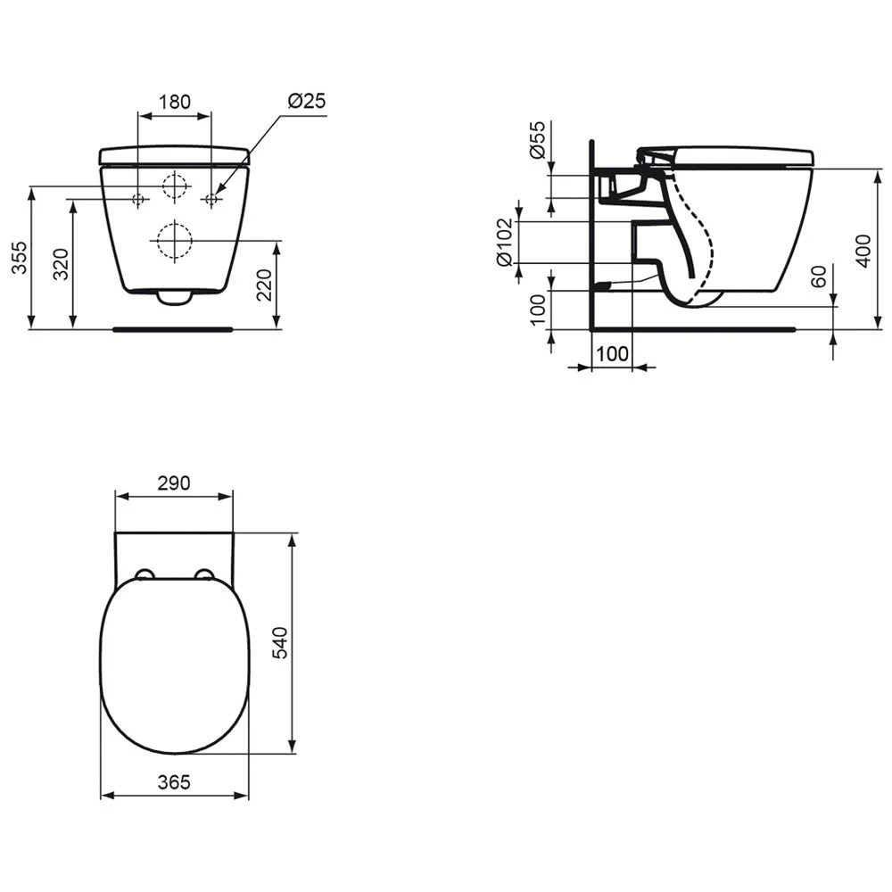 Ideal Standard Connect Wandtiefspülklosett AquaBlade Ideal Standard Connect Wandtiefspülklosett AquaBlade -Ideal Standard hersteller ideal standard connect wc wandtiefspuelklosett 1035451