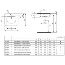 Ideal Standard Contour 21 Waschtisch Unterfahrbar 60 X 55,5 Cm, Ohne Hahnloch, Ohne Überlauf