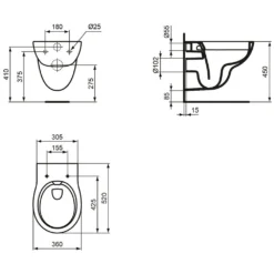 Ideal Standard Contour 21 Plus Wandtiefspül-WC Ohne Spülrand, Mit SmartGuard
