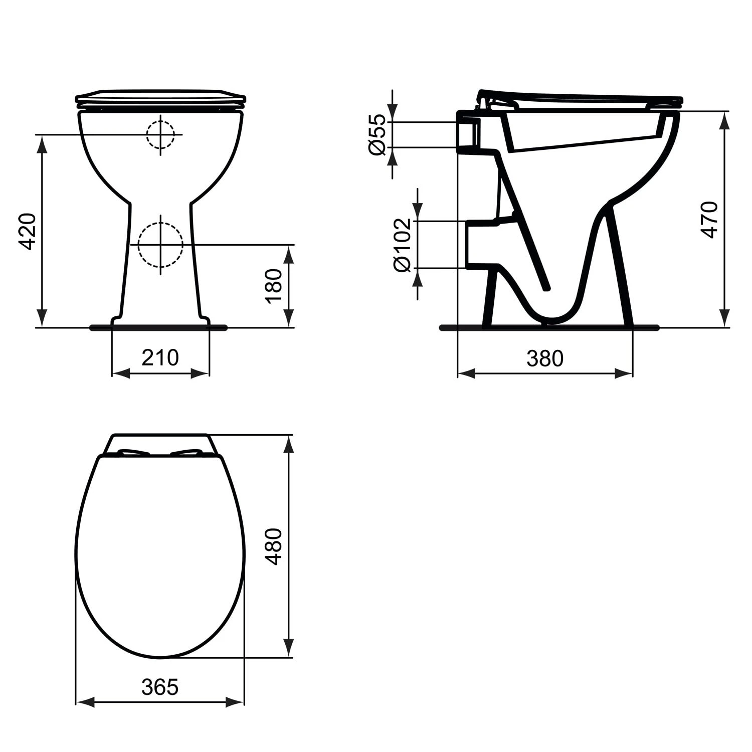 Ideal Standard Eurovit Standtiefspül-WC, Abgang waagerecht Ideal Standard Eurovit Standtiefspül-WC, Abgang Waagerecht -Ideal Standard hersteller ideal standard eurovit wc standtiefspuel 2750701