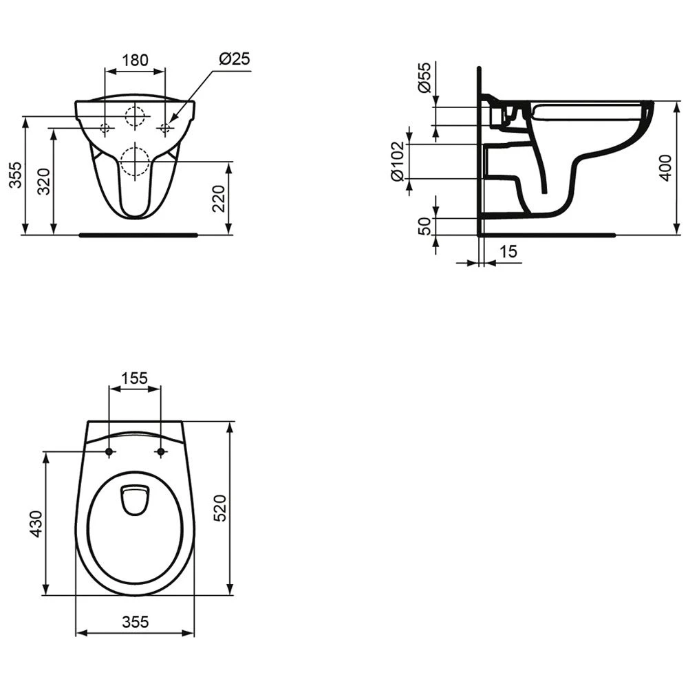 Ideal Standard Eurovit Wandtiefspül-WC ohne Spülrand Ideal Standard Eurovit Wandtiefspül-WC Ohne Spülrand -Ideal Standard hersteller ideal standard eurovit wc wandtiefspuel 1200841