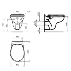 Ideal Standard Eurovit Wandtiefspül-WC, Spülrandlos, Mit WC-Sitz -Ideal Standard hersteller ideal standard eurovit wc wandtiefspuel 2750707
