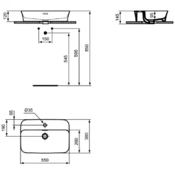 Ideal Standard Ipalyss Aufsatzschale Eckig Mit Überlauf, Mit Hahnloch 55 X 38 Cm -Ideal Standard hersteller ideal standard ipalyss aufsatzschale mit 2755942