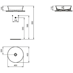 Ideal Standard Ipalyss Aufsatzschale Rund Ohne Überlauf, Ohne Hahnloch 40 X 40 Cm -Ideal Standard hersteller ideal standard ipalyss aufsatzschale rund 2755285