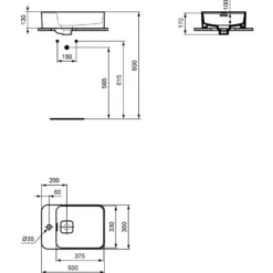 Ideal Standard Strada II Aufsatzwaschtisch 50 Cm Armaturenbank Seitlich Mit Hahnloch