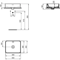 Ideal Standard Strada II Aufsatzwaschtisch 50 Cm Ohne Hahnloch