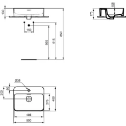 Ideal Standard Strada II Aufsatzwaschtisch 50 Cm
