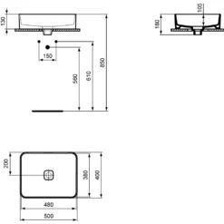 Ideal Standard Strada II Aufsatzwaschtisch 50 Cm Ohne Hahnloch, Ohne Überlauf
