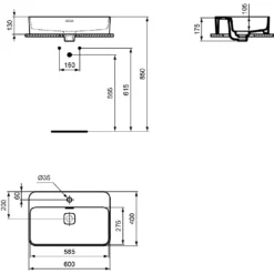 Ideal Standard Strada II Aufsatzwaschtisch 60 Cm