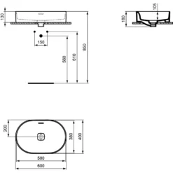 Ideal Standard Strada II Aufsatzwaschtisch Oval 60 Cm Mit Überlauf