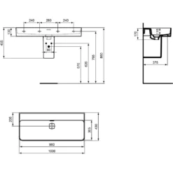 Ideal Standard Strada II Waschtisch 100 Cm Ohne Hahnloch, Geschliffen