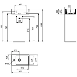 Ideal Standard Strada Handwaschbecken Links Ohne Überlauf 45 X 27 Cm