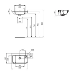 Ideal Standard Calla Handwaschbecken 50 Cm, 1 Hahnloch Rechts, Mit Überlauf -Ideal Standard ideal standard atelier collections calla badkeramik 9576422