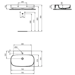 Ideal Standard Linda-X Waschtisch 75 Cm, 1 Hahnloch, Ohne Überlauf -Ideal Standard ideal standard atelier collections linda x 9579476
