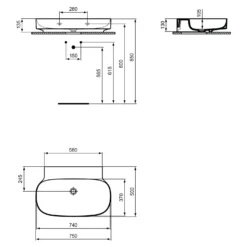 Ideal Standard Linda-X Waschtisch 75 Cm, Ohne Hahnloch, Ohne Überlauf -Ideal Standard ideal standard atelier collections linda x 9579491