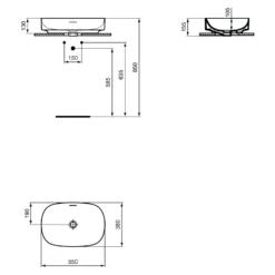 Ideal Standard Linda-X Aufsatzwaschtisch 55 Cm, Ohne Hahnloch, Mit Überlauf -Ideal Standard ideal standard atelier collections linda x 9579515